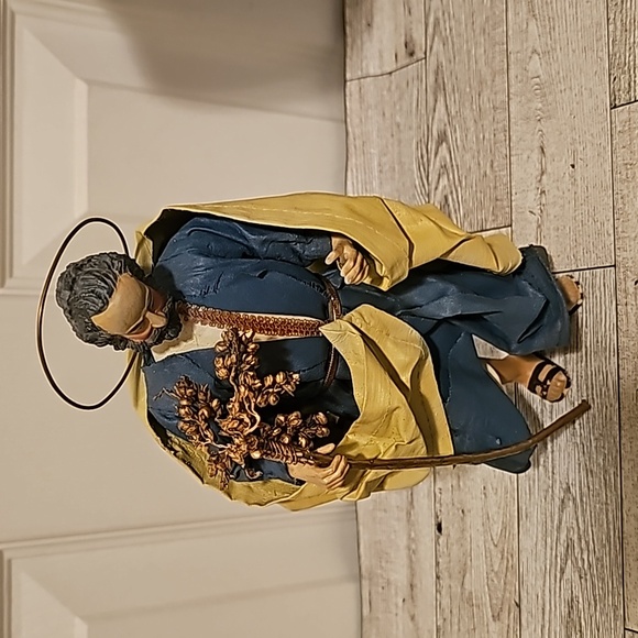 Vintage Joseph Fabric Mache Figure w/ Staff and Wire Halo - Picture 2 of 6